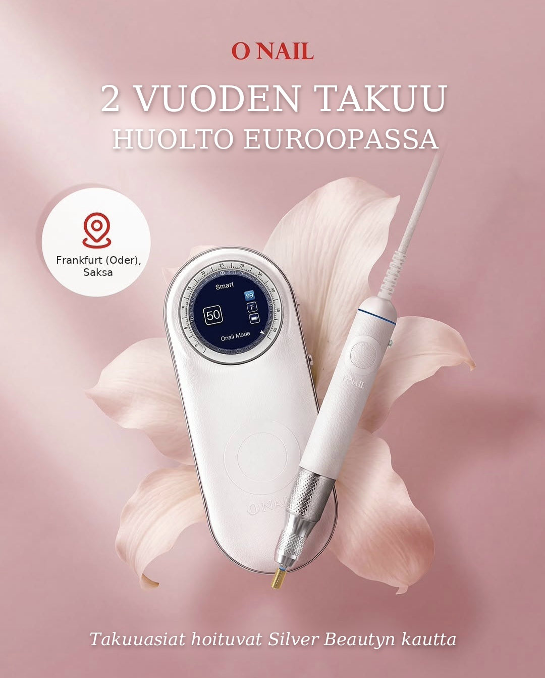 ONAIL Pro Max sähköviila, 2 vuoden takuu, takuuasiat Silver Beautyn kautta