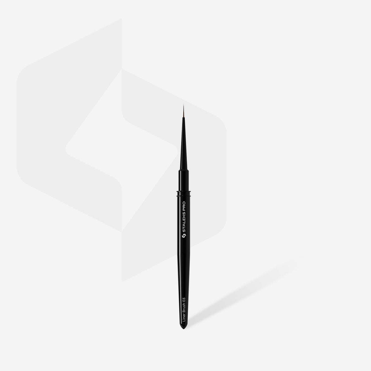 Staleks Pro Expert 03 NBE-03 musta kynsikoristelusivellin, 10 mm liner-harjasosa ja alumiinivarsi